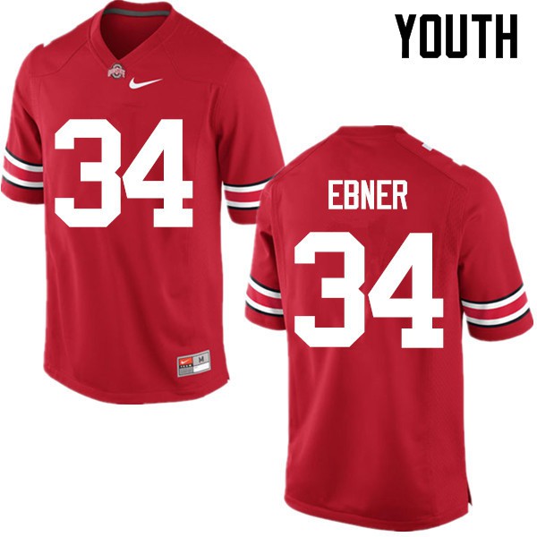 Ohio State Buckeyes #34 Nate Ebner Youth Stitched Jersey Red